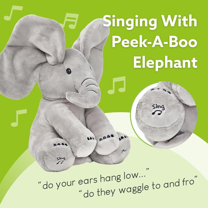 Tippi Peek a Boo Elephant Toy - Interactive Singing Elephant Teddy with Flapping Ears - for Newborn Baby Boys or Girls - Peekaboo Soft Toy for Babies 0-12 Months + - Image 4
